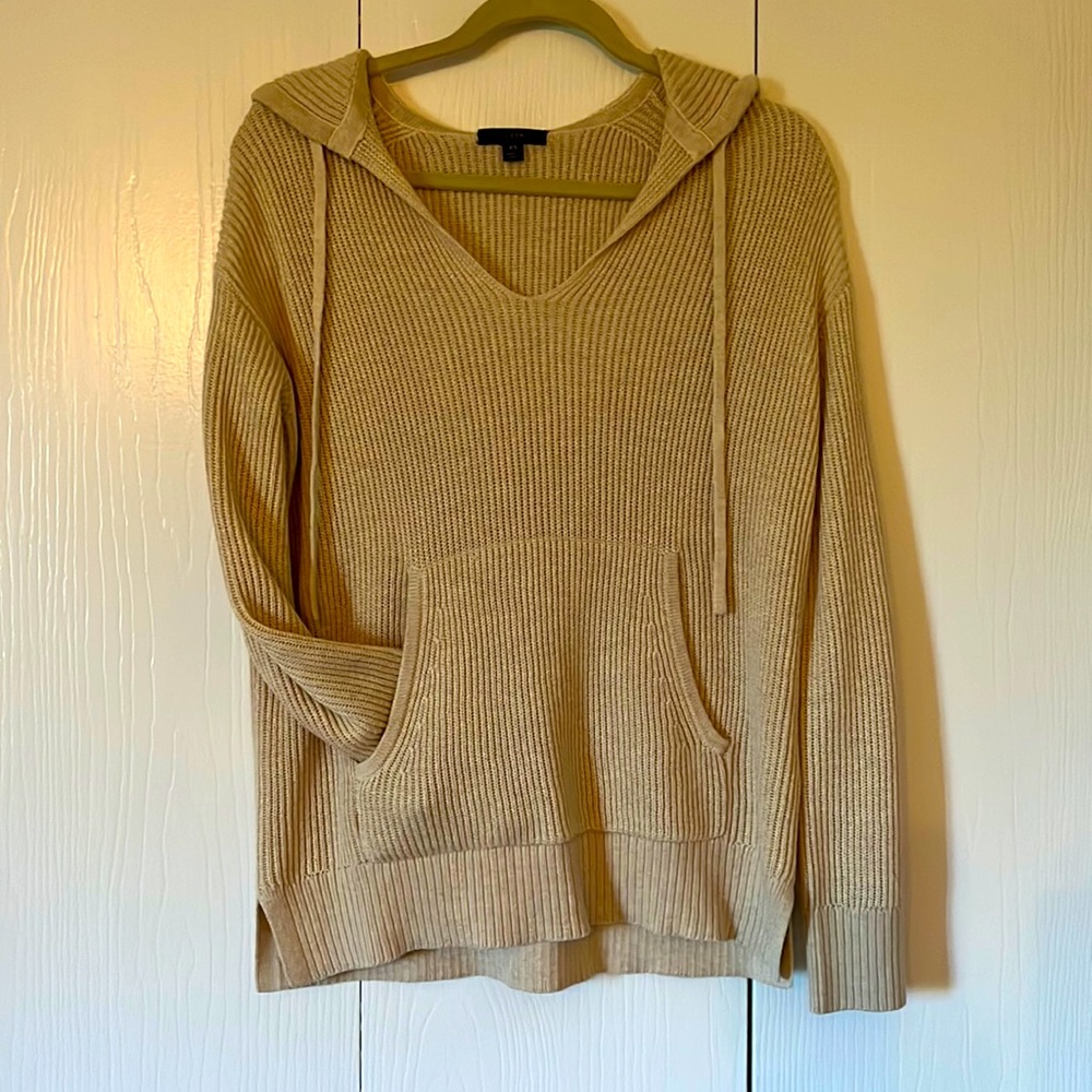 Jcrew hooded cotton pullover sweater XS Beige